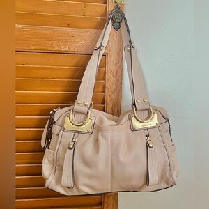 B. Makowsky East West leather hobo shoulder bag purse blush so soft!
